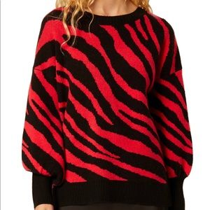 French Connection Tiger Jacquard wool blend Sweater new with tags size small
